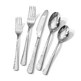 KINGSTONE Hammered Silverware Set, Flatware Set, 18/10 Stainless Steel Premium Cutlery with Unique Ripple Handles Design Mirror Polished - Dishwasher Safe (20-Piece)